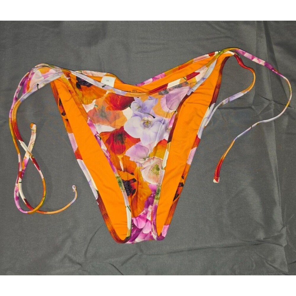 Aerie Cheekiest Swim Bathing Suit Bottom Size Large New no Tags Orange Floral